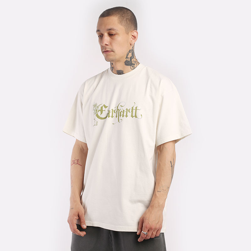 мужская бежевая футболка Carhartt WIP S/S Scribe T-Shirt I031759-wax - цена, описание, фото 3